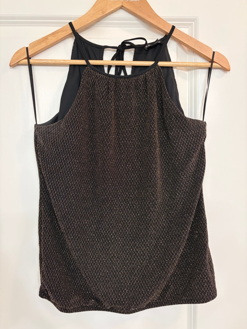 Express Black Camisole with Metallic Gold Thread